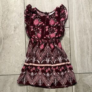 The Children's Place Burgundy Floral Girls Dress with Pink Accents